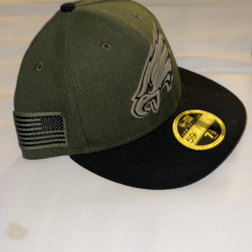 Eagles army green new era fitted hat. Brand new